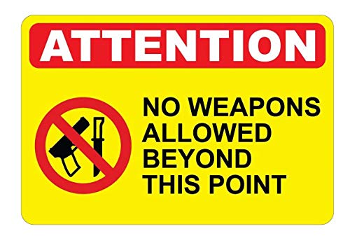 LinPaceda Warnschild "Attention: No Weapons Beyond This Point", 20,3 x 30,5 cm, für den Innen- und Außenbereich, Metall-Blechschild JSBZ-0077 LinPaceda Warnschild "Attention: No Weapons Beyond This Point", 20,3 x 30,5 cm, für den Innen- und Außenbereich, Metall-Blechschild JSBZ-0077 von LinPaceda