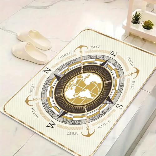 LinQton Anchor Fußmatte mit klassischem Streifen-Design, rutschfester Badteppich mit Gummi-Rückseite für Schlafzimmer, Wohnzimmer, Küche, Flur (Farbe 4,90 x 150 cm) von LinQton