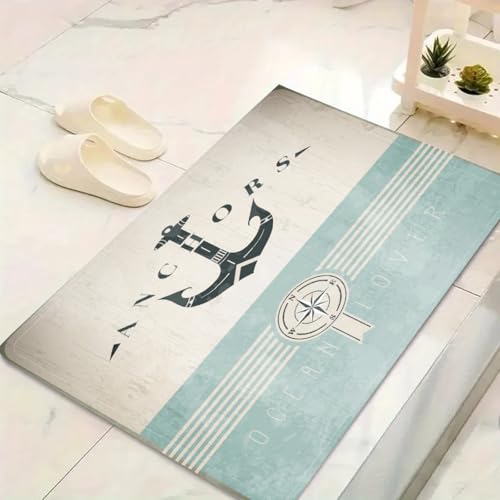 LinQton Anchor Fußmatte mit klassischem Streifen-Design, rutschfester Badteppich mit Gummi-Rückseite für Schlafzimmer, Wohnzimmer, Küche, Flur (Farbe 5,150 x 210 cm) von LinQton