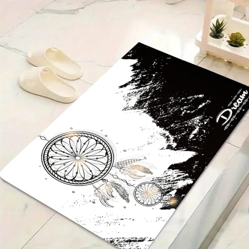 LinQton Böhmische Traumfänger-Fußmatte, Willkommensmatten, 3D-Weichflanell, rutschfest, für Wohnzimmer, Schlafzimmer, Kinderzimmer, Bad (Farbe 1,150 x 210 cm) von LinQton