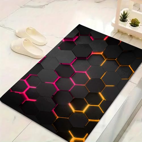 LinQton Geometrische Fußmatte, modern, geometrisch, sechseckig, schwarz-weiß, kariert, Teppich, abstraktes Karomaster, stereoskopisches Ziegelmauer-Design, rutschfeste Eingangsmatte (Farbe 3,60 x 90 LinQton Geometrische Fußmatte, modern, geometrisch, sechseckig, schwarz-weiß, kariert, Teppich, abstraktes Karomaster, stereoskopisches Ziegelmauer-Design, rutschfeste Eingangsmatte (Farbe 3,60 x 90 von LinQton