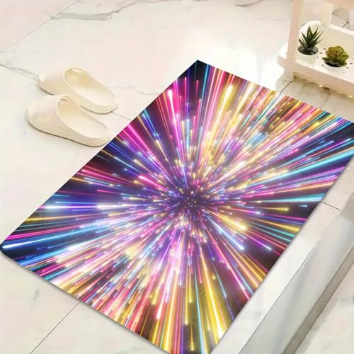 LinQton Geometrische Fußmatte, modern, geometrisch, sechseckig, schwarz-weiß, kariert, Teppich, abstraktes Karomaster, stereoskopisches Ziegelwand-Design, rutschfeste Eingangsmatte (120 x 180 cm von LinQton