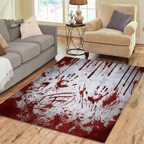 LinQton Halloween-Fußmatte, blutiger roter Handabdruck, Fußmatte für Spukhaus, gruselige, rutschfeste Willkommensmatte für drinnen und draußen, gruselige Halloween-Dekorationen, Veranda (Farbe 1,60 x LinQton Halloween-Fußmatte, blutiger roter Handabdruck, Fußmatte für Spukhaus, gruselige, rutschfeste Willkommensmatte für drinnen und draußen, gruselige Halloween-Dekorationen, Veranda (Farbe 1,60 x von LinQton