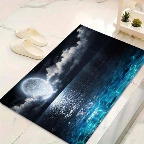 LinQton Moon Sea Ocean Fußmatte, Vollmond, neblige Wolken, rutschfeste Flanell-Blumenmuster, Willkommensmatte für Vorder- und Hintertür, Garage, Terrasse, Innen- und Außenbereich (Farbe 1,150 x 210 cm LinQton Moon Sea Ocean Fußmatte, Vollmond, neblige Wolken, rutschfeste Flanell-Blumenmuster, Willkommensmatte für Vorder- und Hintertür, Garage, Terrasse, Innen- und Außenbereich (Farbe 1,150 x 210 cm von LinQton