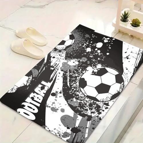 LinQton Sport-Fußmatte, Fußball-Basketball-Muster, Fußmatte, Graffiti-Stil, rutschfeste Eingangsmatten für Schlafzimmer, Wohnzimmer, Küche, Flur, Bad (Farbe 4,90 x 150 cm) von LinQton