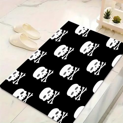LinQton Totenkopf-Fußmatte, Halloween-Fußmatte, niedliches gruseliges Geistermuster, Willkommensmatte, waschbar, rutschfest, für Veranda, Party-Eingang, Halloween, Innen- und Außendekoration (80 x 120 LinQton Totenkopf-Fußmatte, Halloween-Fußmatte, niedliches gruseliges Geistermuster, Willkommensmatte, waschbar, rutschfest, für Veranda, Party-Eingang, Halloween, Innen- und Außendekoration (80 x 120 von LinQton