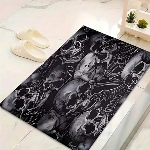LinQton Totenkopf-Fußmatte, Halloween-Fußmatte, niedliches gruseliges Geistermuster, Willkommensmatte, waschbar, rutschfest, für Veranda, Party-Eingang, Halloween, Innen- und Außendekoration (Farbe LinQton Totenkopf-Fußmatte, Halloween-Fußmatte, niedliches gruseliges Geistermuster, Willkommensmatte, waschbar, rutschfest, für Veranda, Party-Eingang, Halloween, Innen- und Außendekoration (Farbe von LinQton