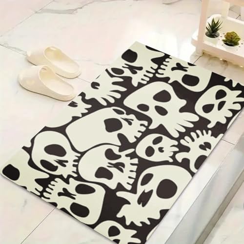 LinQton Totenkopf-Fußmatte, Halloween-Fußmatte, niedliches gruseliges Geistermuster, Willkommensmatte, waschbar, rutschfest, für Veranda, Party-Eingang, Halloween, Innen- und Außendekoration (Farbe LinQton Totenkopf-Fußmatte, Halloween-Fußmatte, niedliches gruseliges Geistermuster, Willkommensmatte, waschbar, rutschfest, für Veranda, Party-Eingang, Halloween, Innen- und Außendekoration (Farbe von LinQton