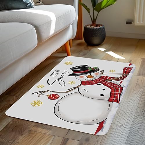 LinQton Weihnachts-Fußmatte, 60 x 90 cm, Weihnachtsmann, Schlitten, Rentier, Schneemann und Baum, rutschfeste Fußmatte für Haustür, Veranda-Dekor (Farbe 5,120 x 180 cm) von LinQton