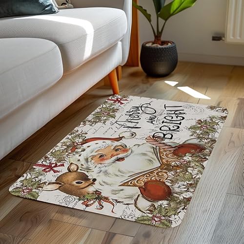 LinQton Weihnachts-Fußmatte, 60 x 90 cm, Weihnachtsmann, Schlitten, Rentier, Schneemann und Baum, rutschfeste Fußmatte für Haustür, Veranda-Dekor (Farbe 7,90 x 150 cm) von LinQton