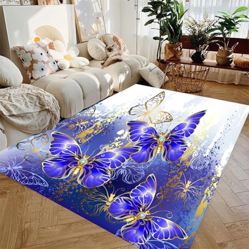 Teppich mit Schmetterlings-Blume, lila, rosa, romantisch, Sternenlicht, Schmetterling, Wohnzimmer, Fantasie, Schlafzimmer, rutschfest, Nachttisch, Fußmatte, Korridor, Bodenmatte (Farbe 1,150 x 210 cm) Teppich mit Schmetterlings-Blume, lila, rosa, romantisch, Sternenlicht, Schmetterling, Wohnzimmer, Fantasie, Schlafzimmer, rutschfest, Nachttisch, Fußmatte, Korridor, Bodenmatte (Farbe 1,150 x 210 cm) von LinQton