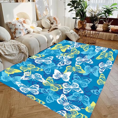 Teppich mit Schmetterlings-Blume, lila, rosa, romantisch, Sternenlicht, Schmetterling, Wohnzimmer, Fantasie, Schlafzimmer, rutschfest, Nachttisch, Fußmatte, Korridor, Bodenmatte (Farbe 4,90 x 150 cm) Teppich mit Schmetterlings-Blume, lila, rosa, romantisch, Sternenlicht, Schmetterling, Wohnzimmer, Fantasie, Schlafzimmer, rutschfest, Nachttisch, Fußmatte, Korridor, Bodenmatte (Farbe 4,90 x 150 cm) von LinQton