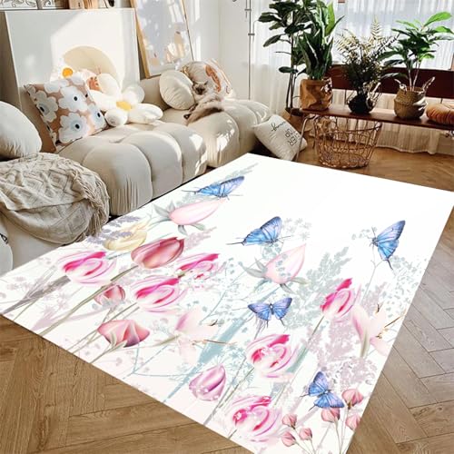 Teppich mit Schmetterlings-Blume, lila, rosa, romantisch, Sternenlicht, Schmetterling, Wohnzimmer, Fantasie, Schlafzimmer, rutschfest, Nachttisch, Fußmatte, Korridor, Bodenmatte (Farbe 5,90 x 150 cm) Teppich mit Schmetterlings-Blume, lila, rosa, romantisch, Sternenlicht, Schmetterling, Wohnzimmer, Fantasie, Schlafzimmer, rutschfest, Nachttisch, Fußmatte, Korridor, Bodenmatte (Farbe 5,90 x 150 cm) von LinQton