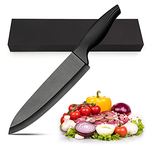 LinStyle Keramikmesser, 18 cm Klingenlänge Küchenmesser, Kochmesser Profi Messer, Ergonomischer Griff Schwarz, Allzweckmesser für Fleisch, Brot, Obst & Gemüse von LinStyle