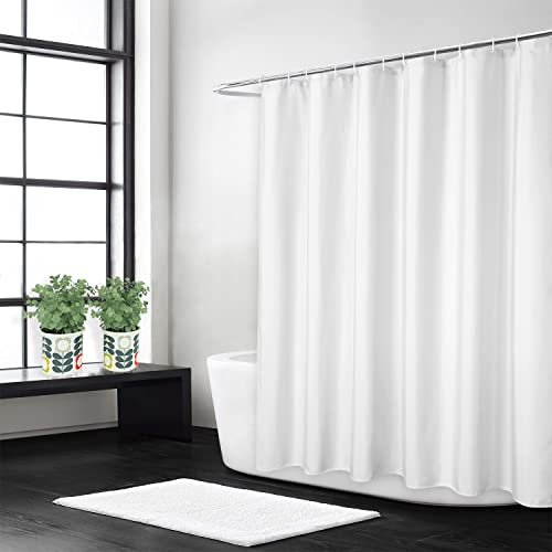 Flachs Leinen wie 240GSM Schwerer,breiter Stoff Duschvorhang für Badezimmer mit Haken Hotel Luxus waschbar,Weiß,122x180 cm von LinTimes