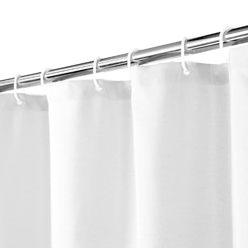 Flachs Leinen wie 240GSM Schwerer,breiter Stoff Duschvorhang für Badezimmer mit Haken Hotel Luxus waschbar,Weiß,152x180 cm von LinTimes