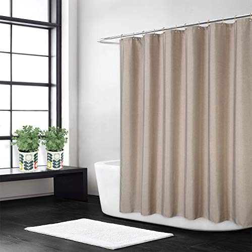 Flachs Leinen wie 240GSM Schwerer Duschvorhang für Badezimmer mit Haken Hotel Luxury Fabric Washable,Taupe,120x180 cm von LinTimes