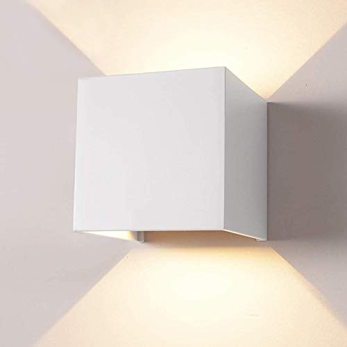 LED Wandleuchte 12W Wandlampe Einstellbarer Abstrahlwinkel Warmes Licht Weiß Shell IP65 2800-3000K für Innen, Außen [Energieklasse F] von LinTimes