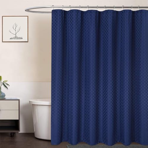 LinTimes Duschvorhang Blau, Hotel Luxury 190 GSM Thick Polyester Duschvorhang Shower Curtain, Dunkelblau, 180x200 cm (Verpackung MEHRWEG) von LinTimes