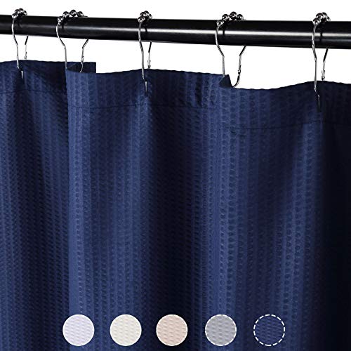 LinTimes Duschvorhang Textil Duschvorhäng Wasserdicht Badvorhänge aus Polyester Waschbare 182x200cm,Navy Blau von LinTimes