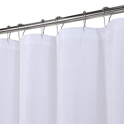 LinTimes Duschvorhang Überlänge, Hotel Luxury 190 GSM Thick Polyester Duschvorhang Shower Curtain, Weiß, 180x210 cm (Verpackung MEHRWEG) von LinTimes