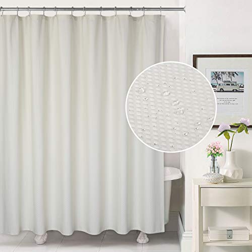 LinTimes Extra Lange Duschvorhänge,Wasserdichter Duschvorhang für Badezimmer Badewanne，182x243cm,Sahne von LinTimes