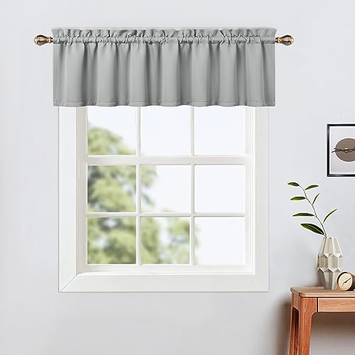 LinTimes Halbe Verdunkelungsvorhänge,Geräuschreduzierung Moderne Half Cafe Küchenvorhänge Kurzer Vorhang Jalousien für kleine Fenster Hellgrau 132cmx38cm(52x15 inch),1 Stück von LinTimes