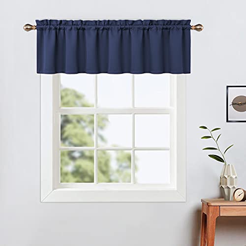 LinTimes Halbe Verdunkelungsvorhänge,Geräuschreduzierung Moderne Half Cafe Küchenvorhänge Kurzer Vorhang Jalousien für kleine Fenster Navy Blau 132cmx38cm(52x15 inch),1 Stück von LinTimes