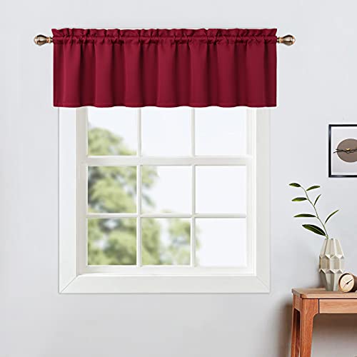 LinTimes Halbe Verdunkelungsvorhänge,Geräuschreduzierung Moderne Half Cafe Küchenvorhänge Kurzer Vorhang Jalousien für kleine Fenster Rotwein 132cmx38cm(52x15 inch),1 Stück von LinTimes