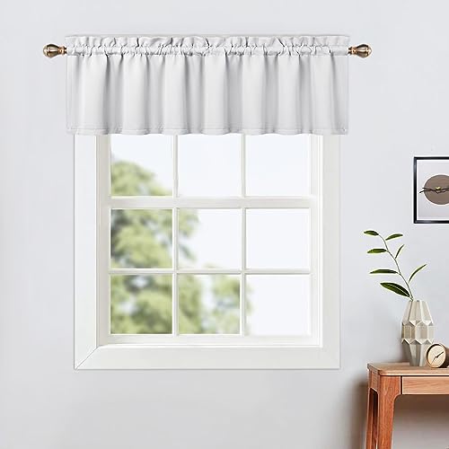LinTimes Halbe Verdunkelungsvorhänge,Geräuschreduzierung Moderne Half Cafe Küchenvorhänge Kurzer Vorhang Jalousien für kleine Fenster Weiß 132cmx38cm(52x15 inch),1 Stück von LinTimes