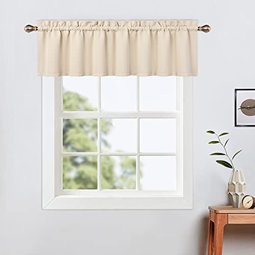 LinTimes Kurze Fenstervorhänge,Verdunkelungsvorhang für Küche Fenster,Thermische Fensterbehandlung und Cafe-Vorhang zur Raumverdunkelung 132cmx38cm(52x15 inch),1 Stück Beige von LinTimes