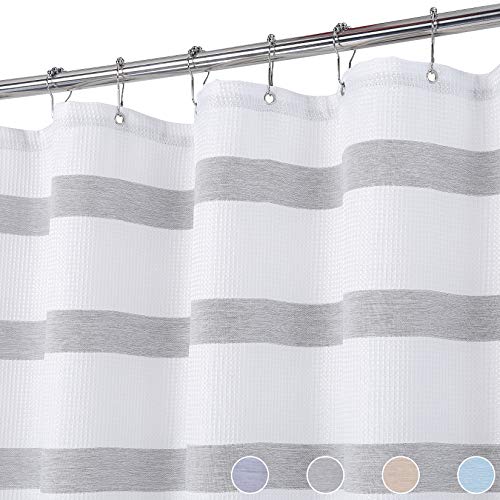 LinTimes Waschbar Waffel Duschvorhänge, Hotel Luxury Spa Wasserabweisende Duschvorhänge Stoff Polyester Badewanne Vorhang, 88cm*182cm, Grau von LinTimes