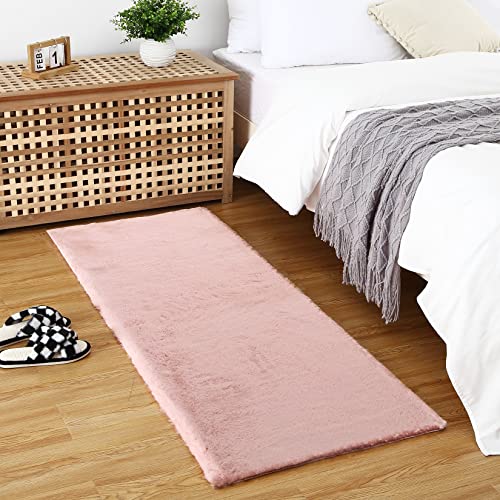 LinTimes Wohnzimmer Teppich Shaggy Teppich Hochflor Teppich Teppich Kinderzimmer Modern Batik Teppich Jugendzimmer Flauschig Teppich Rosa, 60 x 160CM von LinTimes