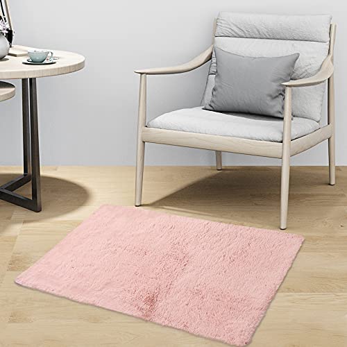 LinTimes Wohnzimmer Teppich Shaggy Teppich Hochflor Teppich Teppich Kinderzimmer Modern Batik Teppich Jugendzimmer Flauschig Teppich Rosa, 60 x 90CM von LinTimes