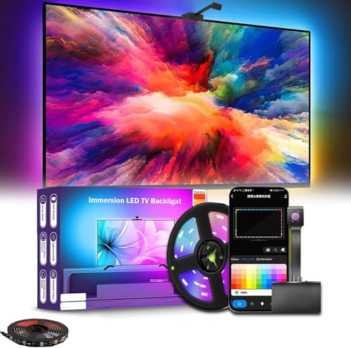 Glowsync HD – Smart LED TV Backlight Strip with Real-Time Screen Sync, LED Strip Lights Sync Color Changing to Game & Music, with App and Remote Control, USB Powered (for 65-75 inch TVs) von LinZong