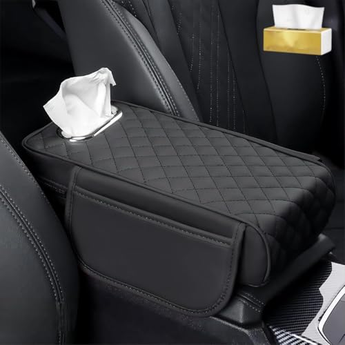 LinZong Memory Foam Car Armrest Cushion,Universal Center Console Cover,Leather Armrest Pad Booster Cushion,Car Armrest Box Storage Box Expand Storage Space von LinZong