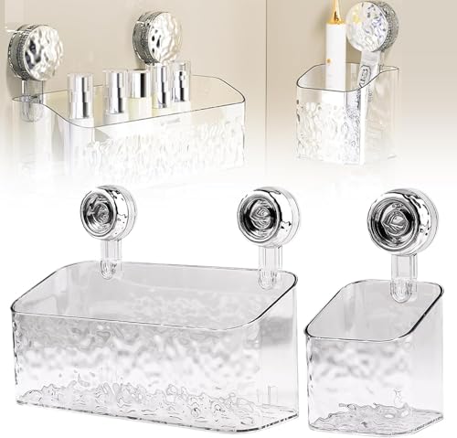 Luxury Style Glacier Pattern Suction Cup Shelf,Glacier Pattern Shower Dispenser Soap Organizer,Suction Cup Shower Shelves,Bathroom Storage Rack,small Shower Caddy (A+, White) von LinZong