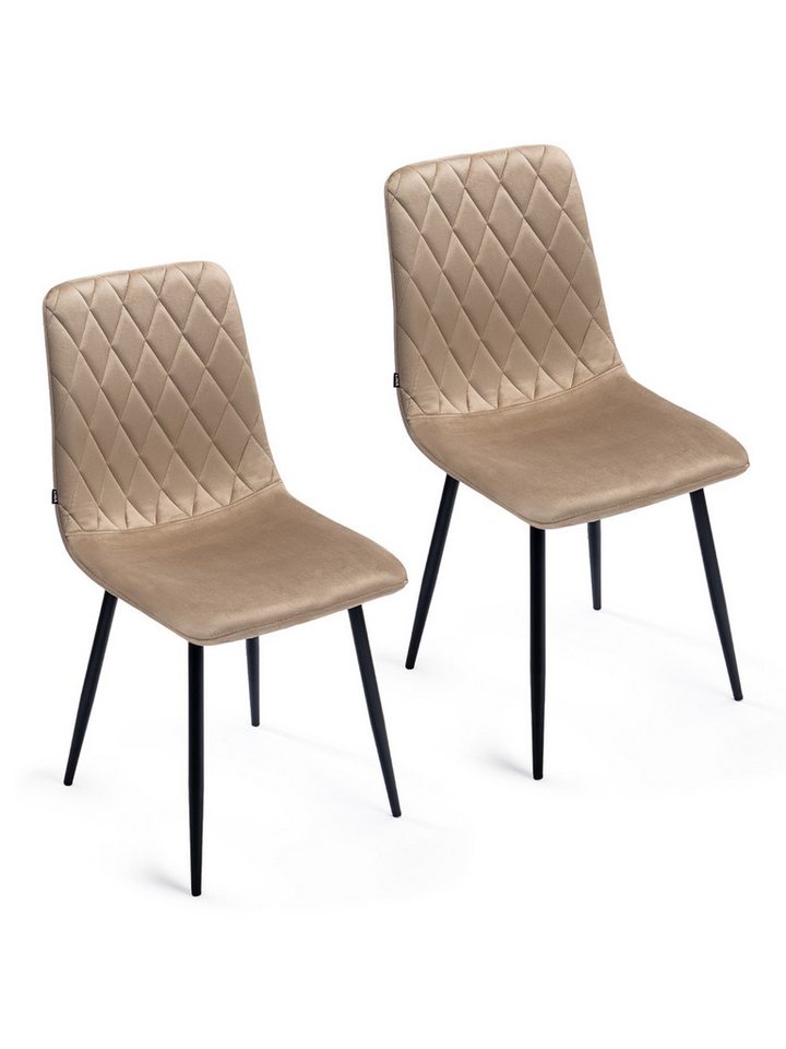 Lina® Esszimmerstuhl Elisia 2er, 4er, 6er Set, Samt & Metall, Modern & Komfortabel (Einzelstuhl (wahlweise im 2er, 4er oder 6er Set erhältlich – falls varyant, 2 St), Ergonomisch geformt, modernes Design, Samtbezug von Lina®