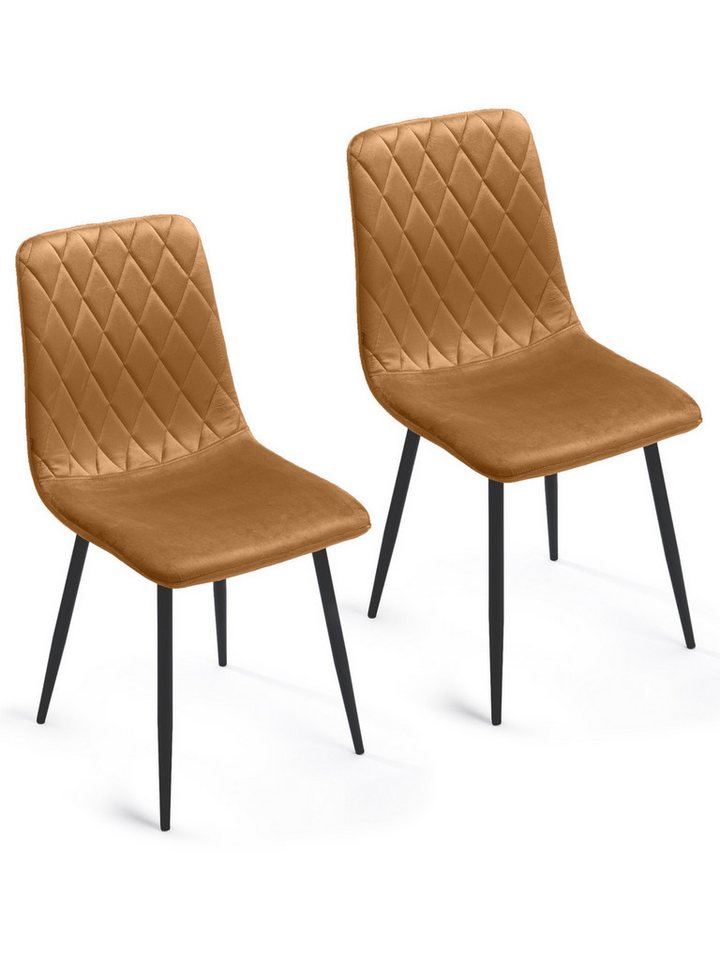 Lina® Esszimmerstuhl Elisia 2er, 4er, 6er Set, Samt & Metall, Modern & Komfortabel (Einzelstuhl (wahlweise im 2er, 4er oder 6er Set erhältlich – falls varyant, 2 St), Ergonomisch geformt, modernes Design, Samtbezug von Lina®