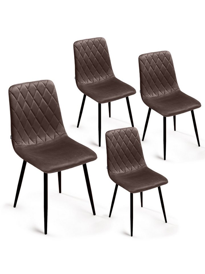Lina® Esszimmerstuhl Elisia 2er, 4er, 6er Set, Samt & Metall, Modern & Komfortabel (Einzelstuhl (wahlweise im 2er, 4er oder 6er Set erhältlich – falls varyant, 4 St), Ergonomisch geformt, modernes Design, Samtbezug von Lina®