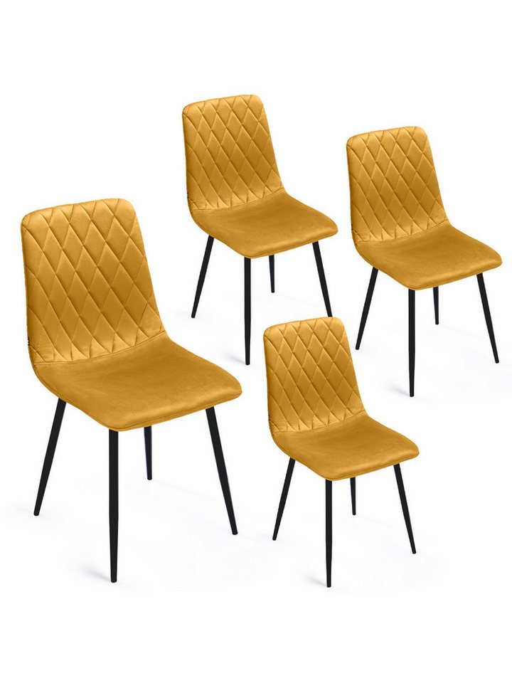 Lina® Esszimmerstuhl Elisia 2er, 4er, 6er Set, Samt & Metall, Modern & Komfortabel (Einzelstuhl (wahlweise im 2er, 4er oder 6er Set erhältlich – falls varyant, 4 St), Ergonomisch geformt, modernes Design, Samtbezug von Lina®