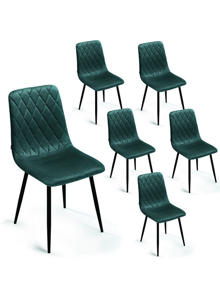 Lina® Esszimmerstuhl Elisia 2er, 4er, 6er Set, Samt & Metall, Modern & Komfortabel (Einzelstuhl (wahlweise im 2er, 4er oder 6er Set erhältlich – falls varyant, 6 St), Ergonomisch geformt, modernes Design, Samtbezug von Lina®