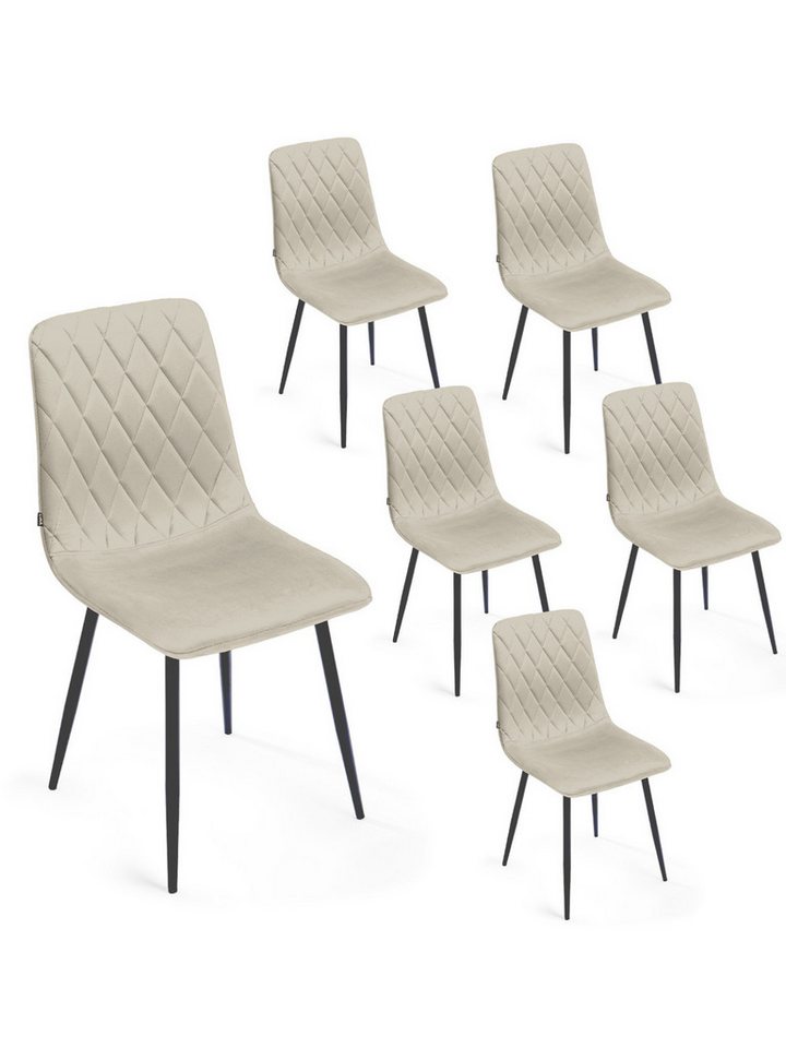 Lina® Esszimmerstuhl Elisia 2er, 4er, 6er Set, Samt & Metall, Modern & Komfortabel (Einzelstuhl (wahlweise im 2er, 4er oder 6er Set erhältlich – falls varyant, 6 St), Ergonomisch geformt, modernes Design, Samtbezug von Lina®