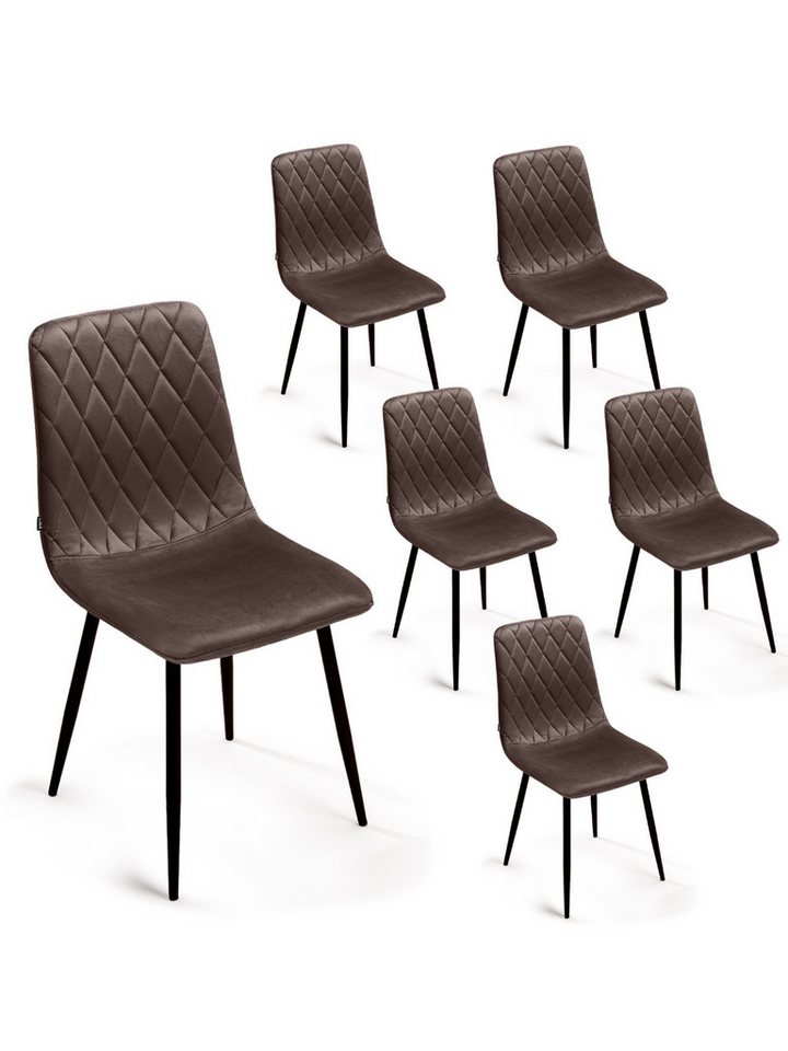 Lina® Esszimmerstuhl Elisia 2er, 4er, 6er Set, Samt & Metall, Modern & Komfortabel (Einzelstuhl (wahlweise im 2er, 4er oder 6er Set erhältlich – falls varyant, 6 St), Ergonomisch geformt, modernes Design, Samtbezug von Lina®
