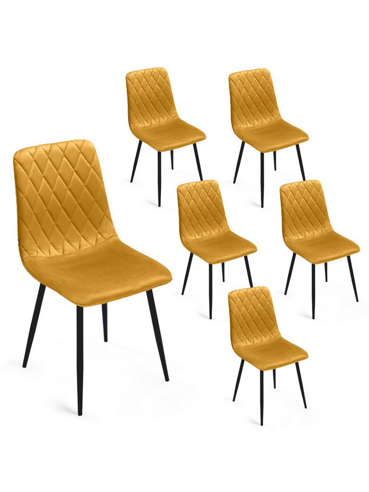 Lina® Esszimmerstuhl Elisia 2er, 4er, 6er Set, Samt & Metall, Modern & Komfortabel (Einzelstuhl (wahlweise im 2er, 4er oder 6er Set erhältlich – falls varyant, 6 St), Ergonomisch geformt, modernes Design, Samtbezug von Lina®