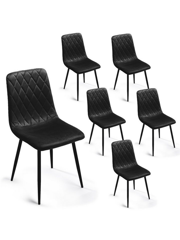 Lina® Esszimmerstuhl Elisia 2er, 4er, 6er Set, Samt & Metall, Modern & Komfortabel (Einzelstuhl (wahlweise im 2er, 4er oder 6er Set erhältlich – falls varyant, 6 St), Ergonomisch geformt, modernes Design, Samtbezug von Lina®