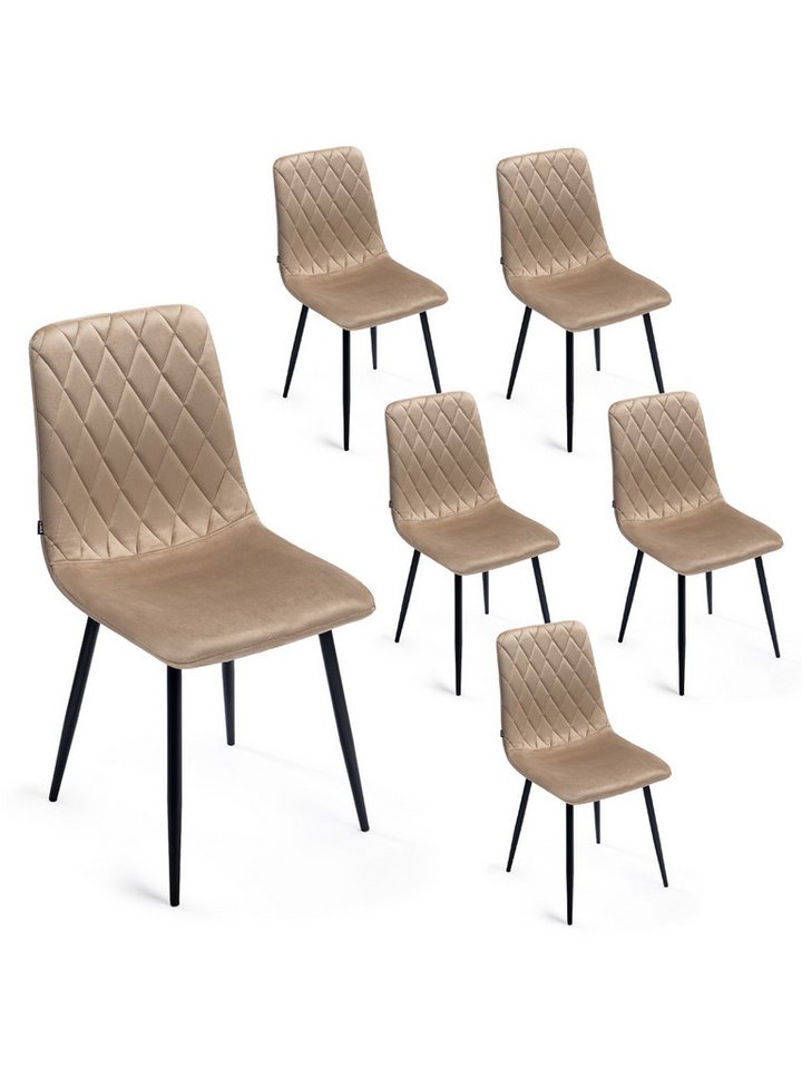 Lina® Esszimmerstuhl Elisia 2er, 4er, 6er Set, Samt & Metall, Modern & Komfortabel (Einzelstuhl (wahlweise im 2er, 4er oder 6er Set erhältlich – falls varyant, 6 St), Ergonomisch geformt, modernes Design, Samtbezug von Lina®