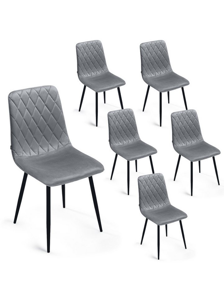 Lina® Esszimmerstuhl Elisia 2er, 4er, 6er Set, Samt & Metall, Modern & Komfortabel (Einzelstuhl (wahlweise im 2er, 4er oder 6er Set erhältlich – falls varyant, 6 St), Ergonomisch geformt, modernes Design, Samtbezug von Lina®