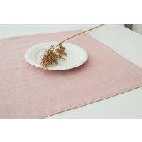 Leinen Tischsets Set - Weiches Tischset Blush Pink Von 2 Doppel von LinaraArt