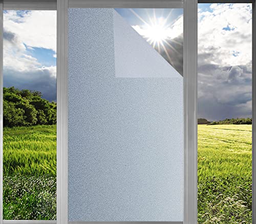 Linarun Fensterfolie Sichtschutzfolie Fenster Milchglasfolie 90 * 400cm,Selbsthaftend Blickdicht Folie Anti-UV, Statische Privatsphäre Schutzfolie Matt Für Bad Büro Wohnzimmer von Linarun